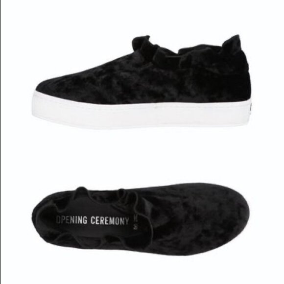 Opening Ceremony black velvet  Didi ruffle platform sneakers size 7 - Picture 1 of 16